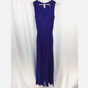 Boston Proper Women's Jumpsuit Size Small Blue Sleeveless Jersey Knit V-Neck